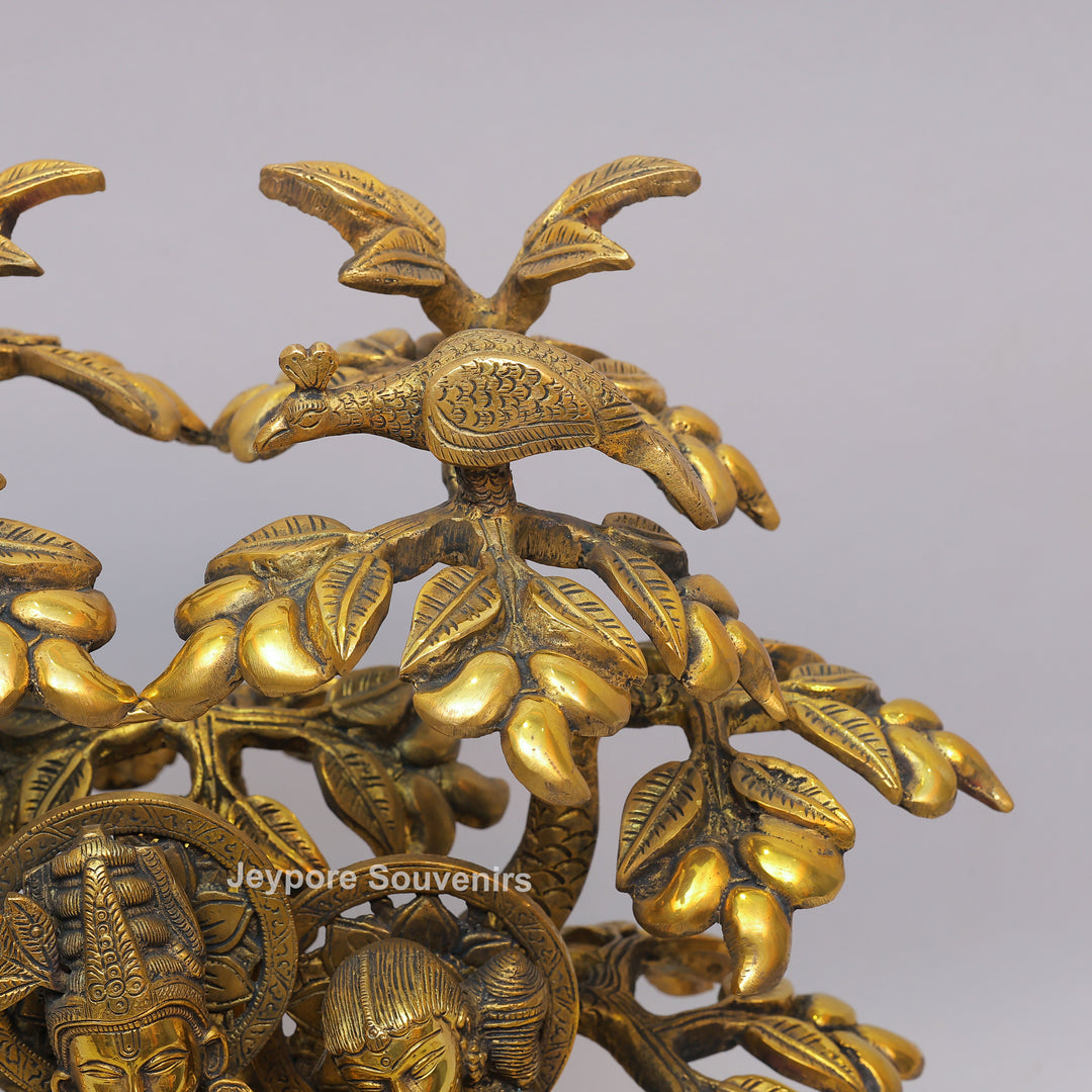 Handcrafted Solid Brass Radha Krishna Statue Under Tree