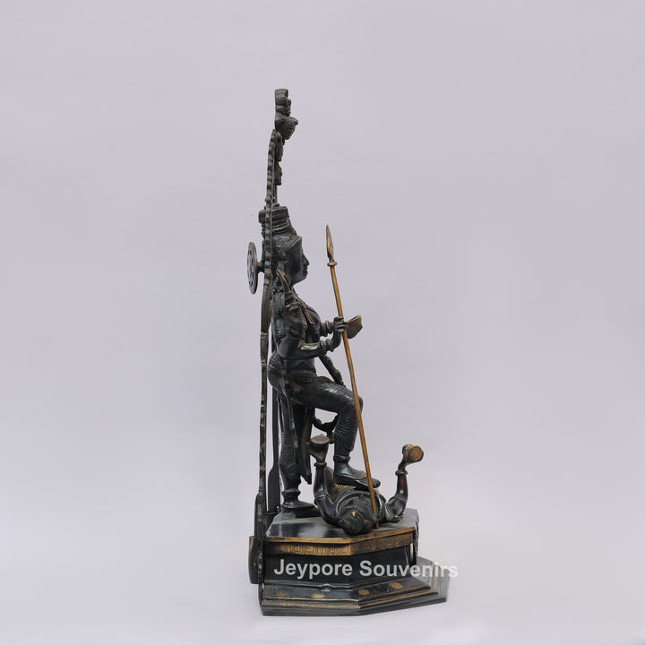 Handcrafted Brass Goddess Kali Statue with Kirtimukha Arch