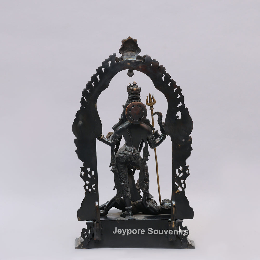 Handcrafted Brass Goddess Kali Statue with Kirtimukha Arch