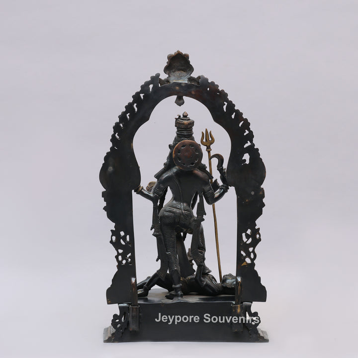 Handcrafted Brass Goddess Kali Statue with Kirtimukha Arch