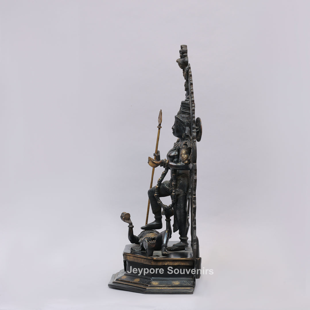 Handcrafted Brass Goddess Kali Statue with Kirtimukha Arch