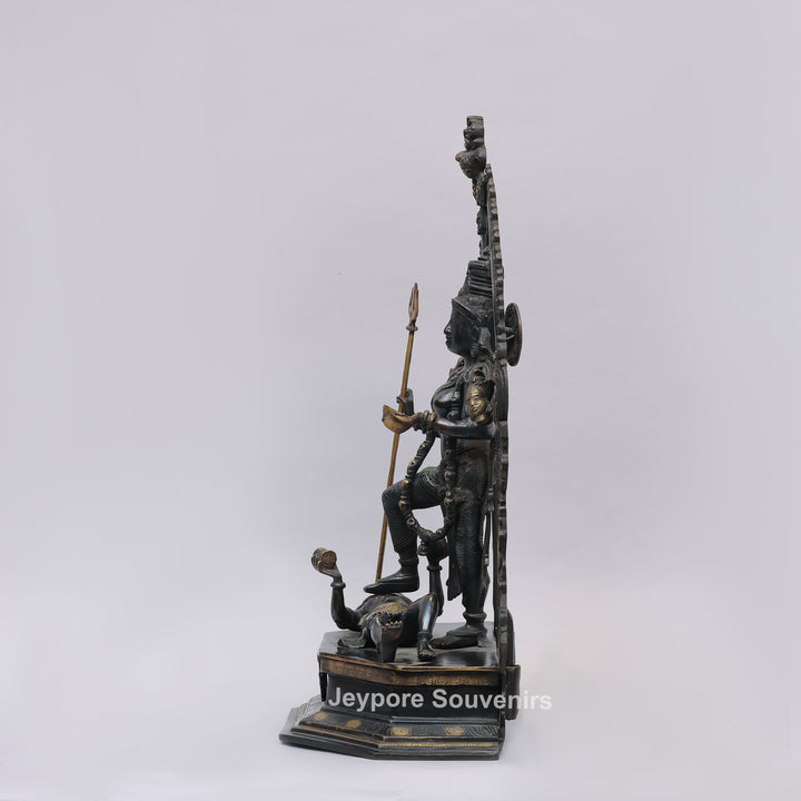 Handcrafted Brass Goddess Kali Statue with Kirtimukha Arch