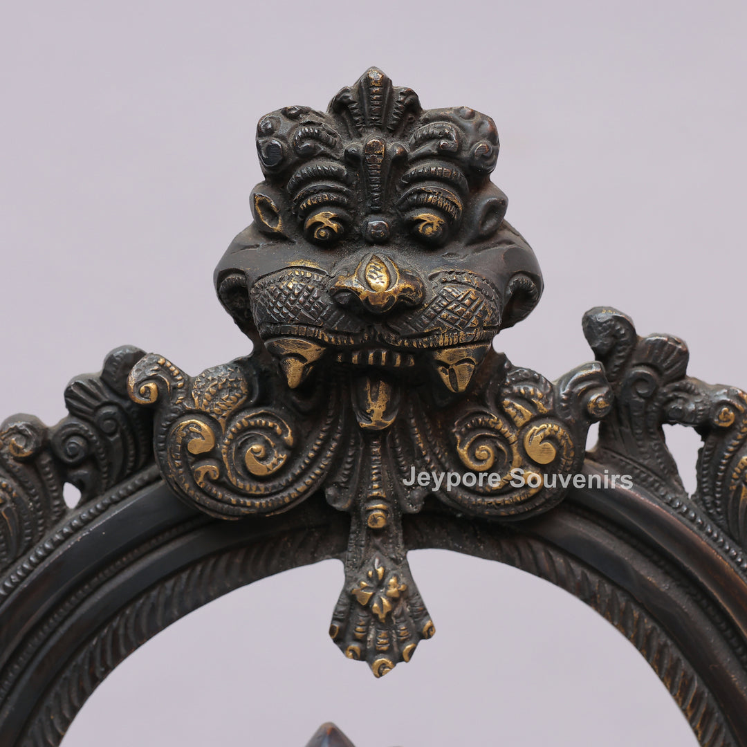 Handcrafted Brass Goddess Kali Statue with Kirtimukha Arch