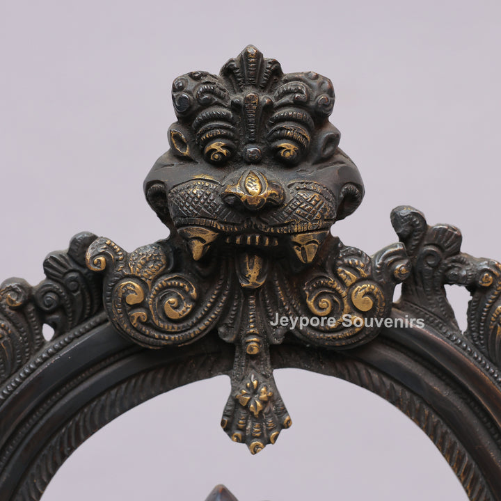 Handcrafted Brass Goddess Kali Statue with Kirtimukha Arch