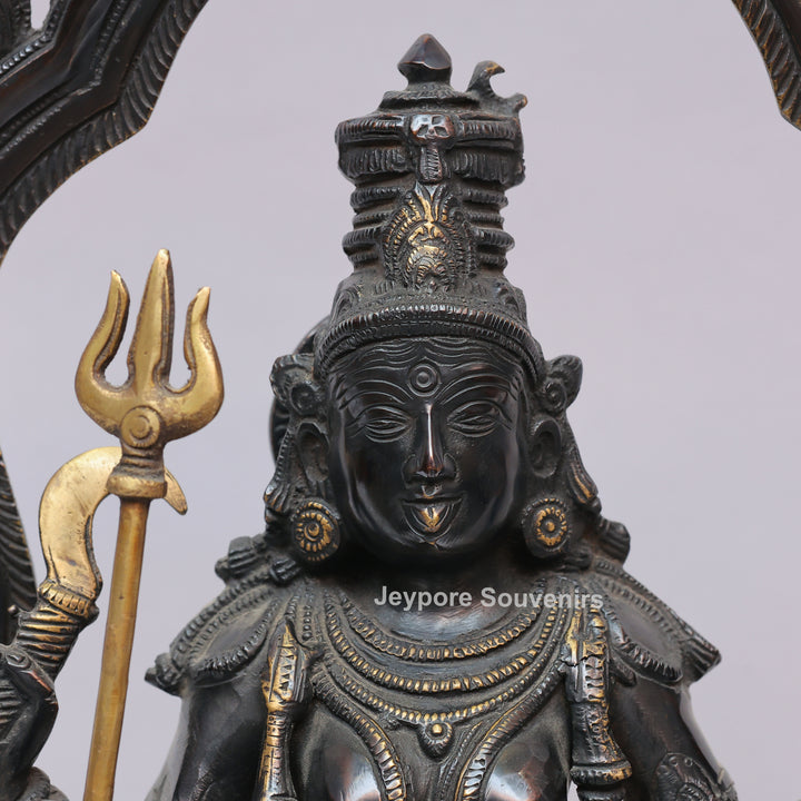 Handcrafted Brass Goddess Kali Statue with Kirtimukha Arch