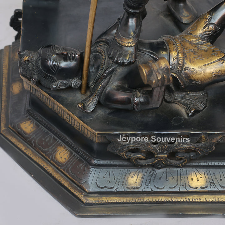 Handcrafted Brass Goddess Kali Statue with Kirtimukha Arch