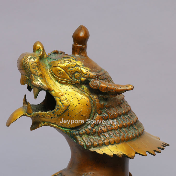 Handcrafted Brass Himalayan Tibetan Snow Lion Statue