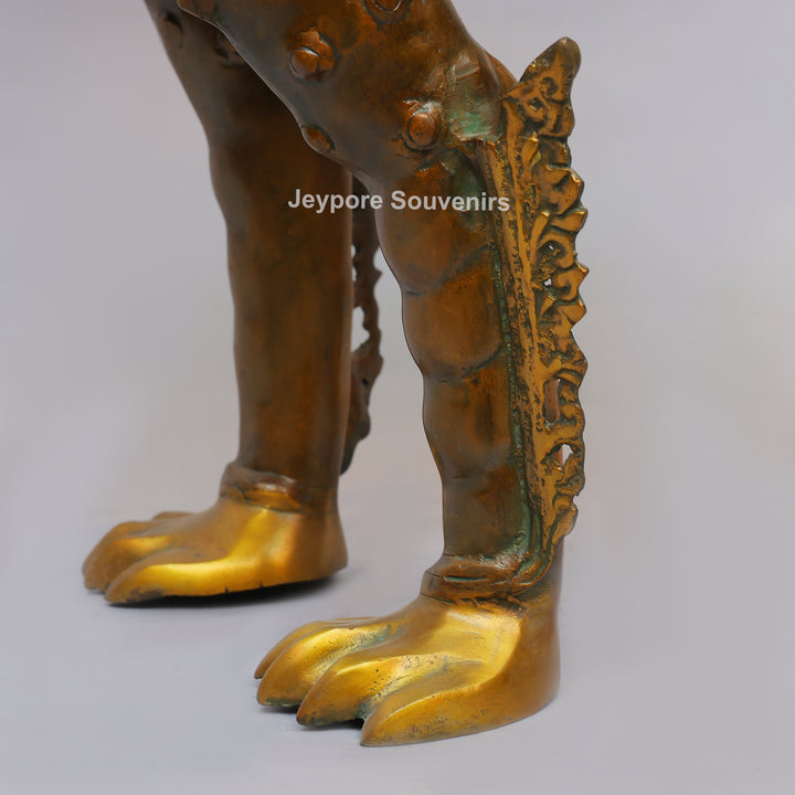 Handcrafted Brass Himalayan Tibetan Snow Lion Statue