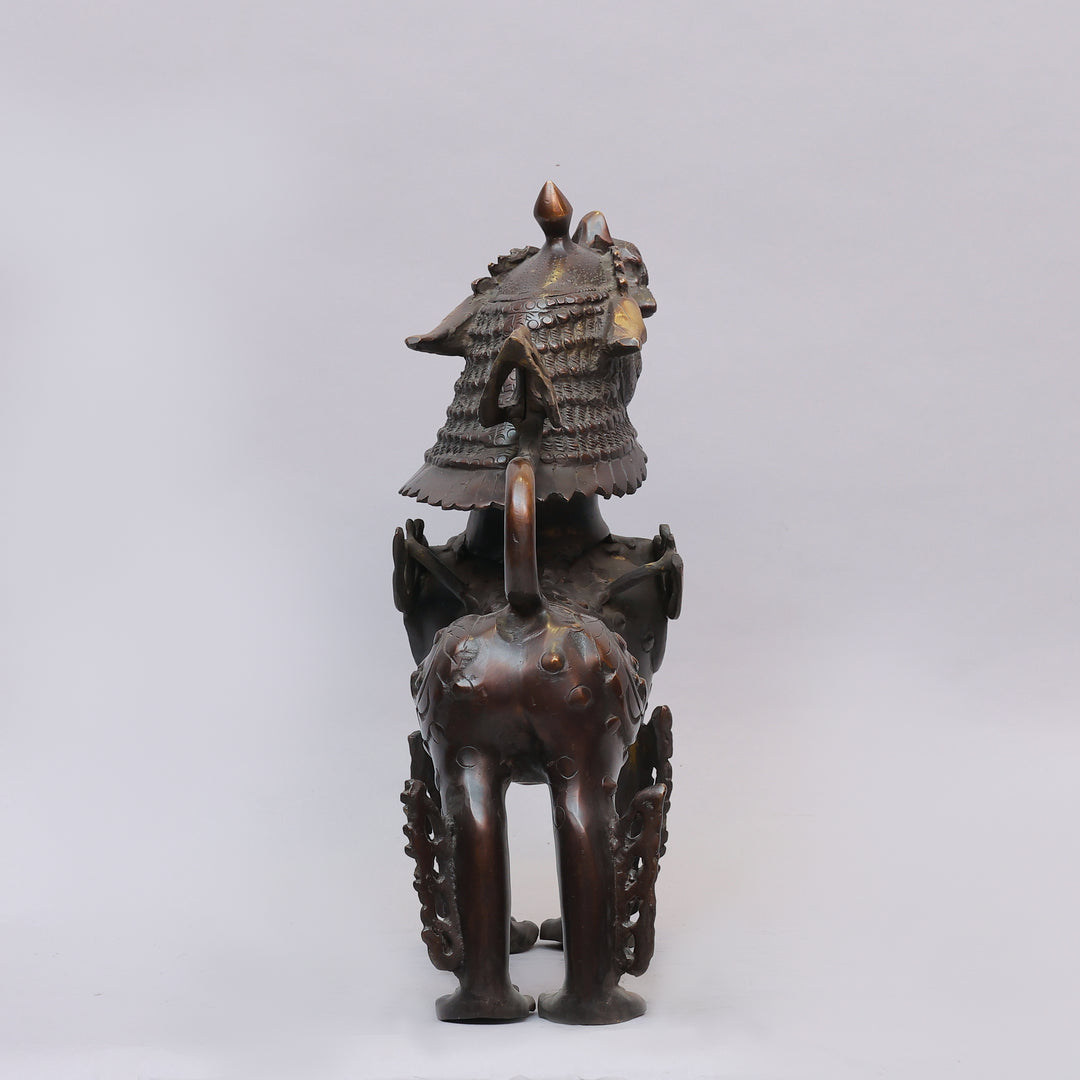 Antique Brass Himalayan Tibetan Snow Lion Statue