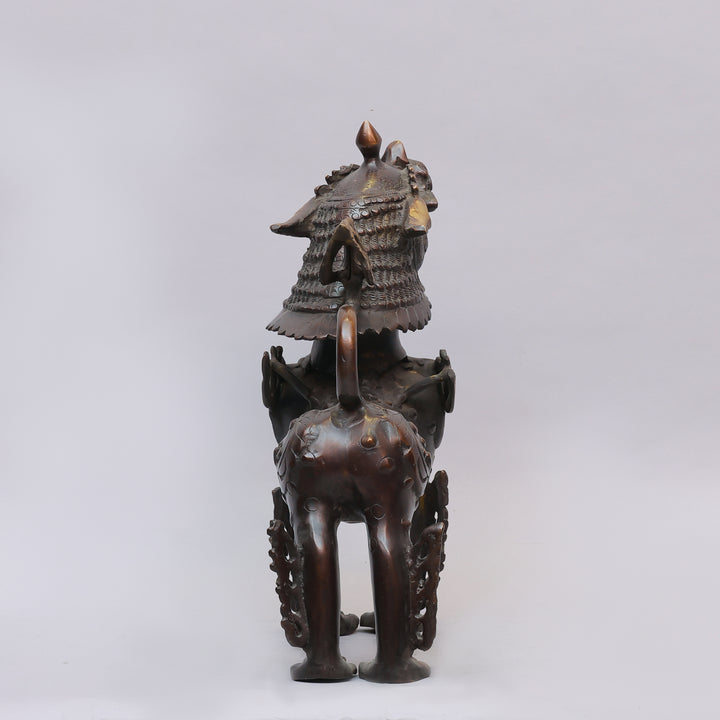 Antique Brass Himalayan Tibetan Snow Lion Statue