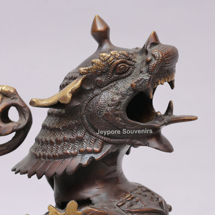 Antique Brass Himalayan Tibetan Snow Lion Statue