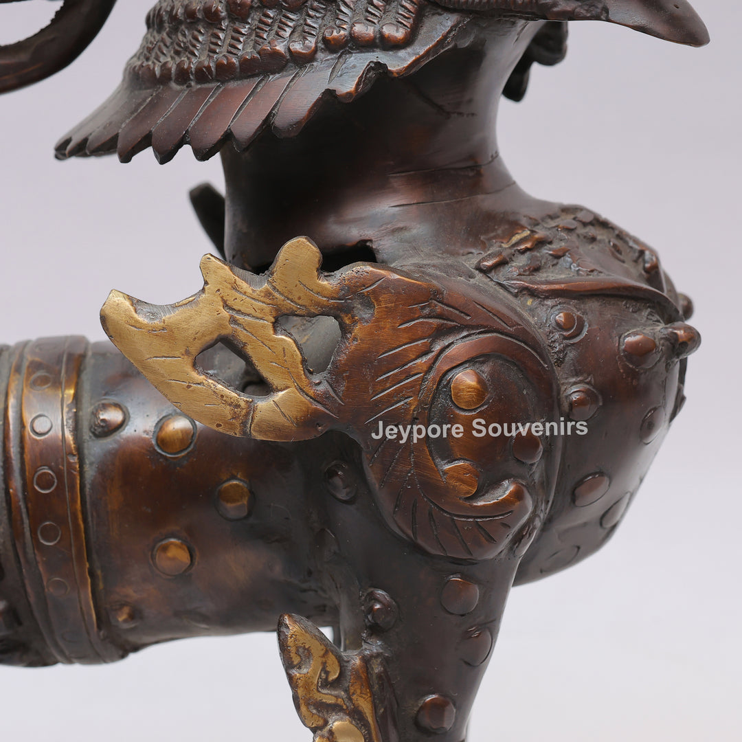 Antique Brass Himalayan Tibetan Snow Lion Statue