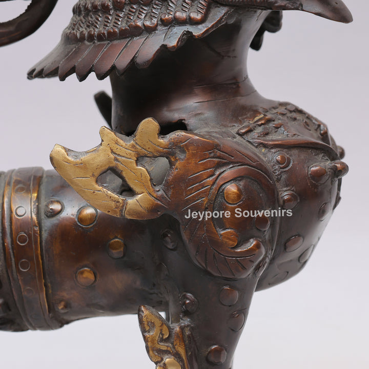Antique Brass Himalayan Tibetan Snow Lion Statue