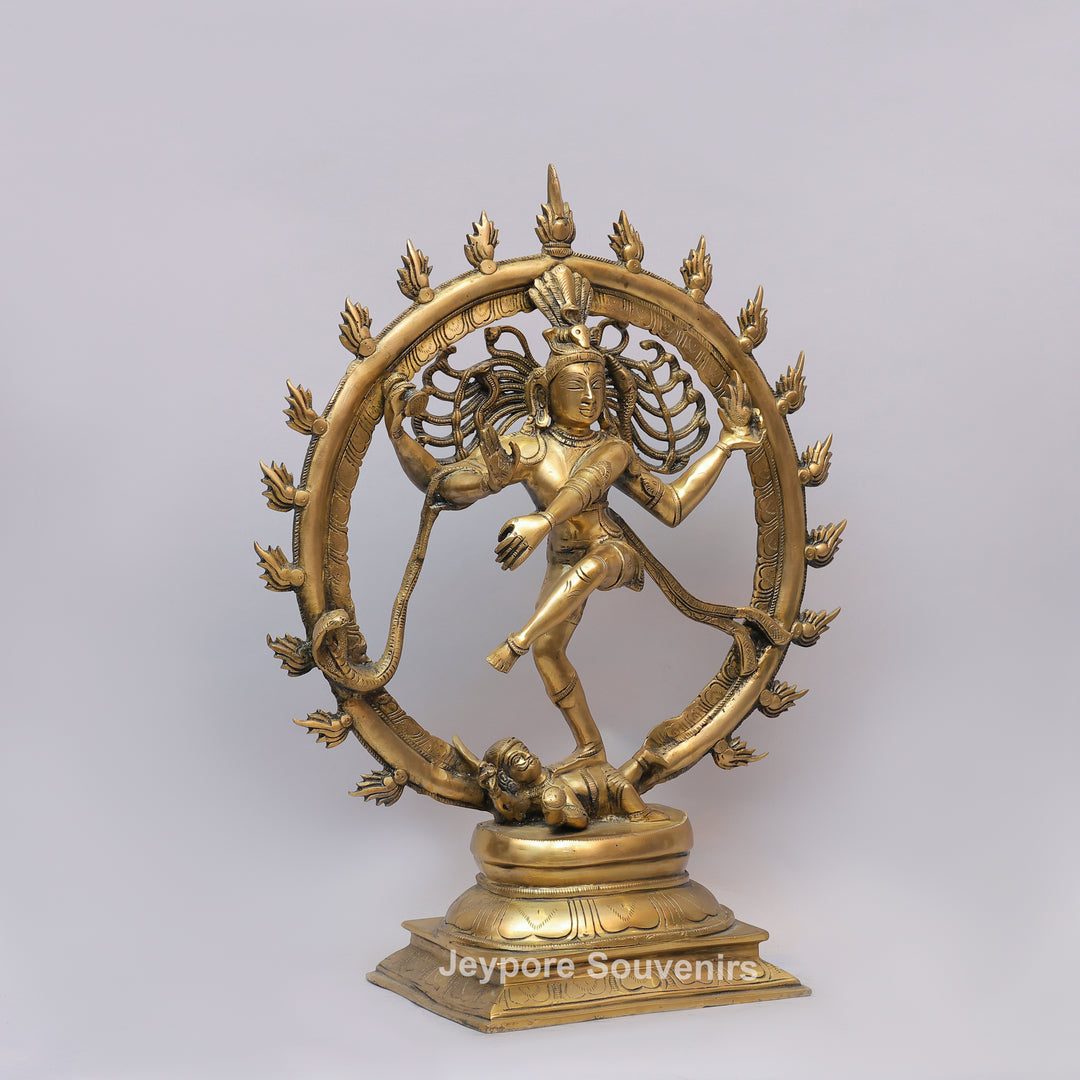 Handcrafted Brass Nataraja Statue with Flaming Arch