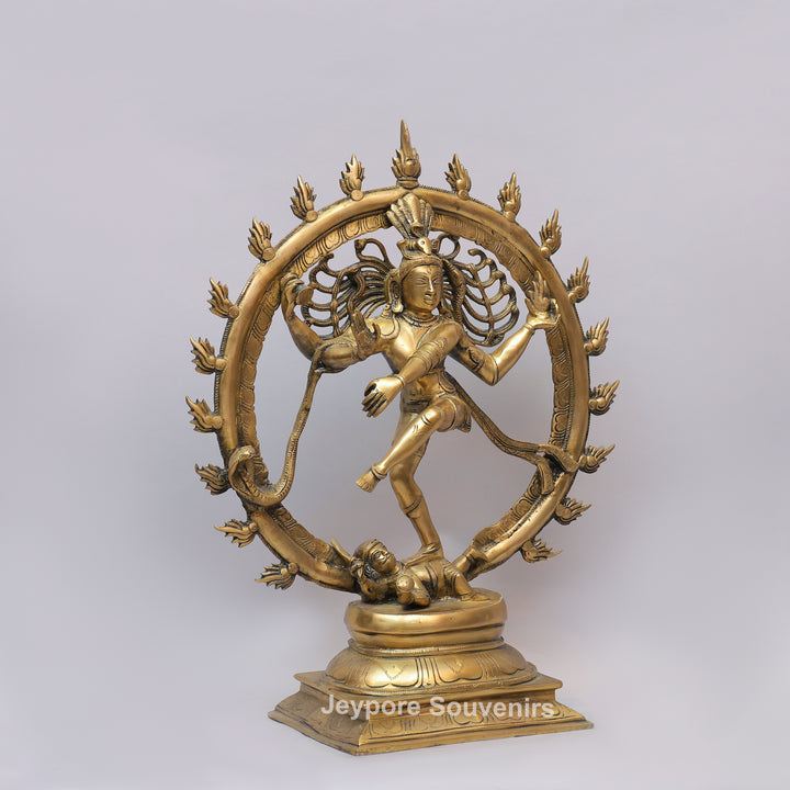 Handcrafted Brass Nataraja Statue with Flaming Arch