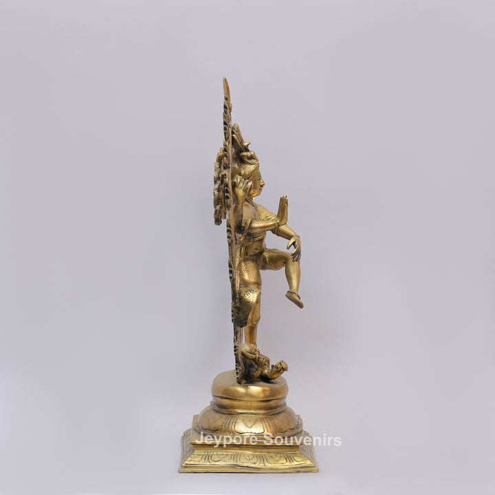Handcrafted Brass Nataraja Statue with Flaming Arch