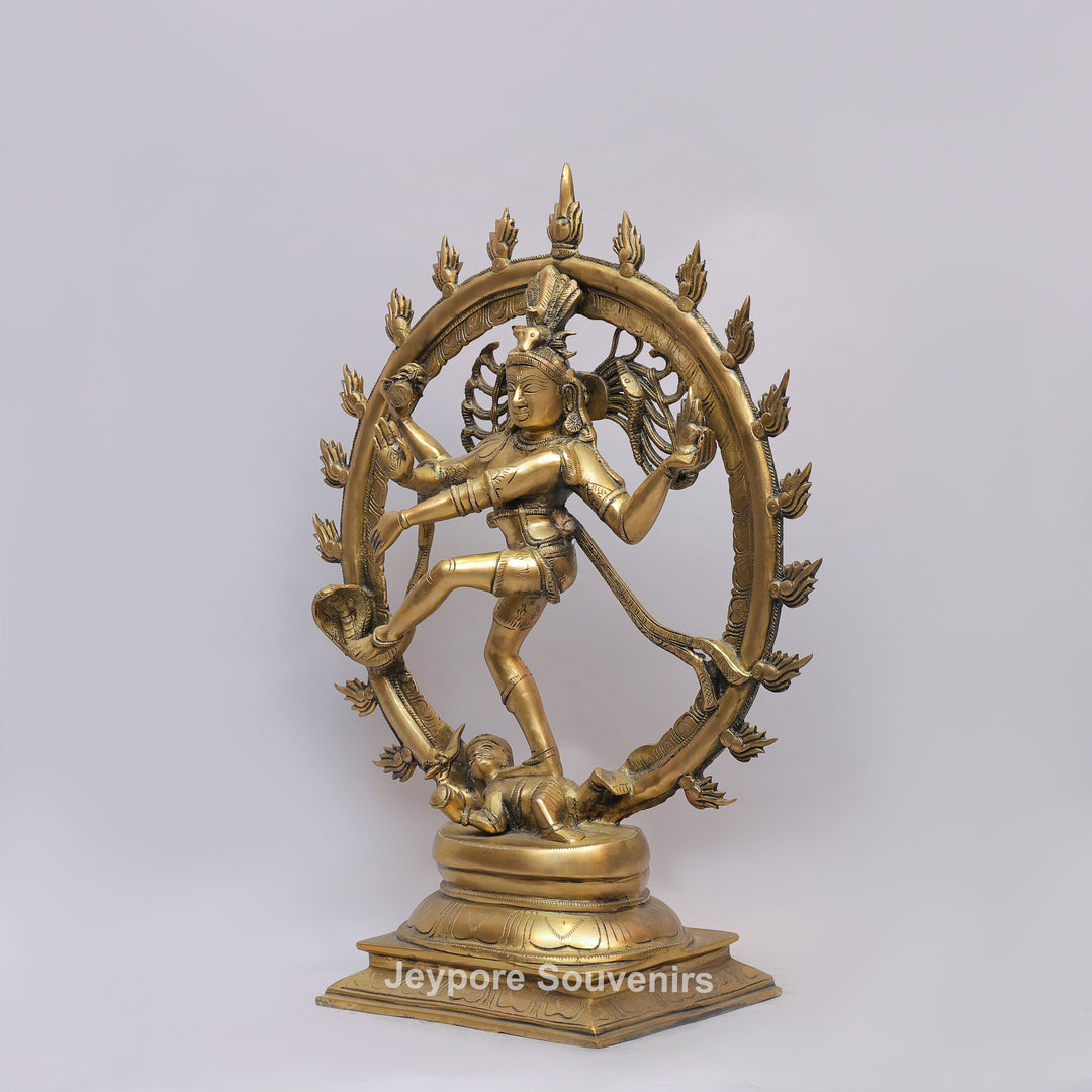 Handcrafted Brass Nataraja Statue with Flaming Arch