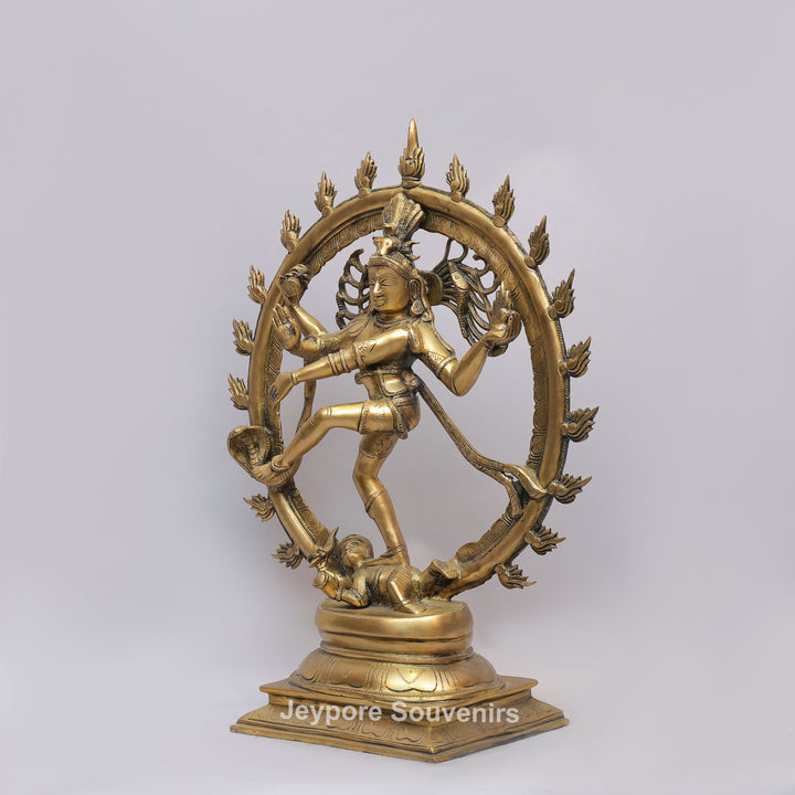 Handcrafted Brass Nataraja Statue with Flaming Arch