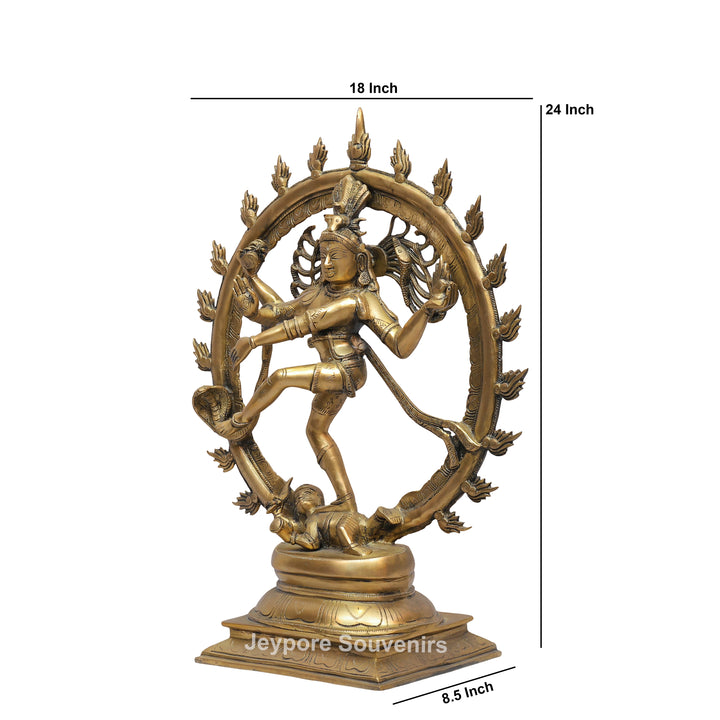 Handcrafted Brass Nataraja Statue with Flaming Arch