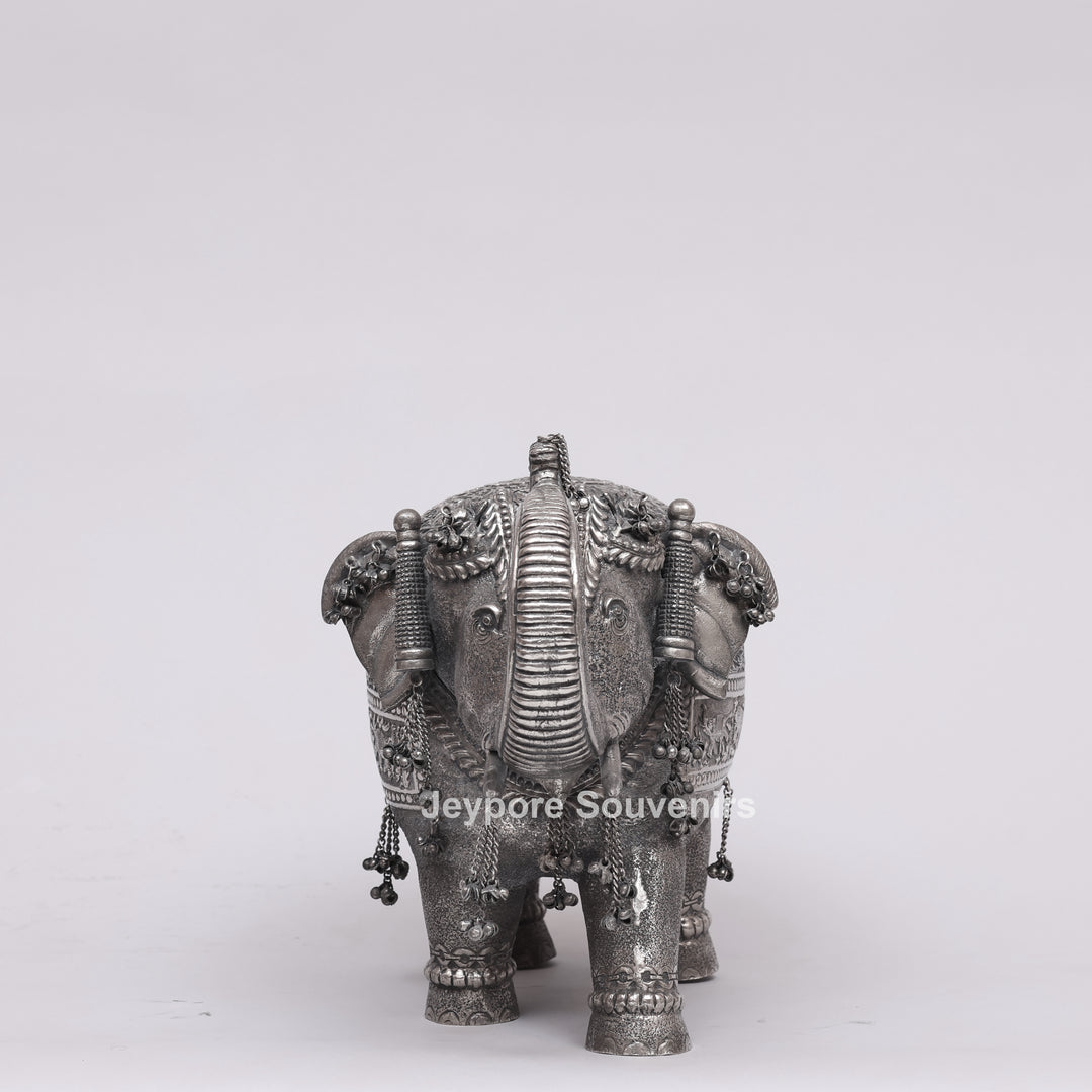 Handcrafted Silver Finish Elephant Statue for Home Décor