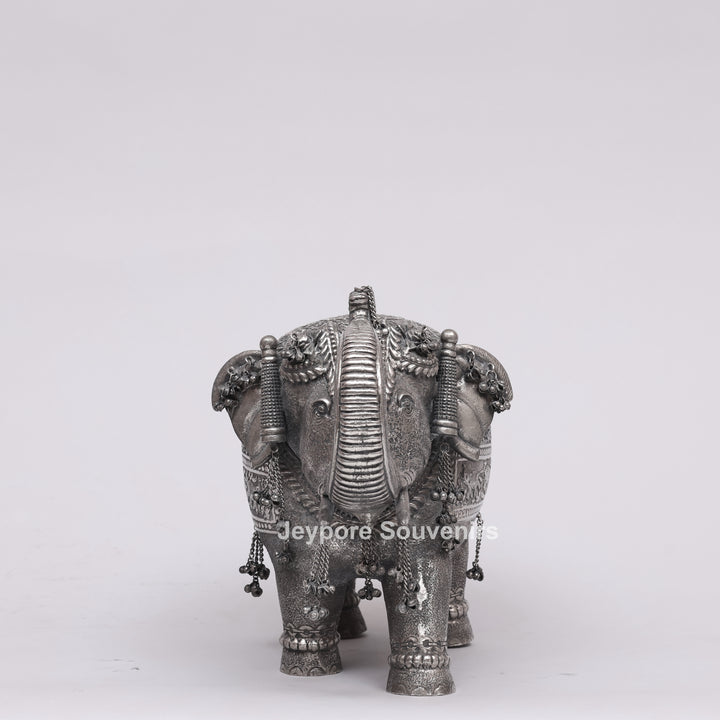 Handcrafted Silver Finish Elephant Statue for Home Décor