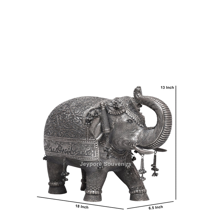 Handcrafted Silver Finish Elephant Statue for Home Décor