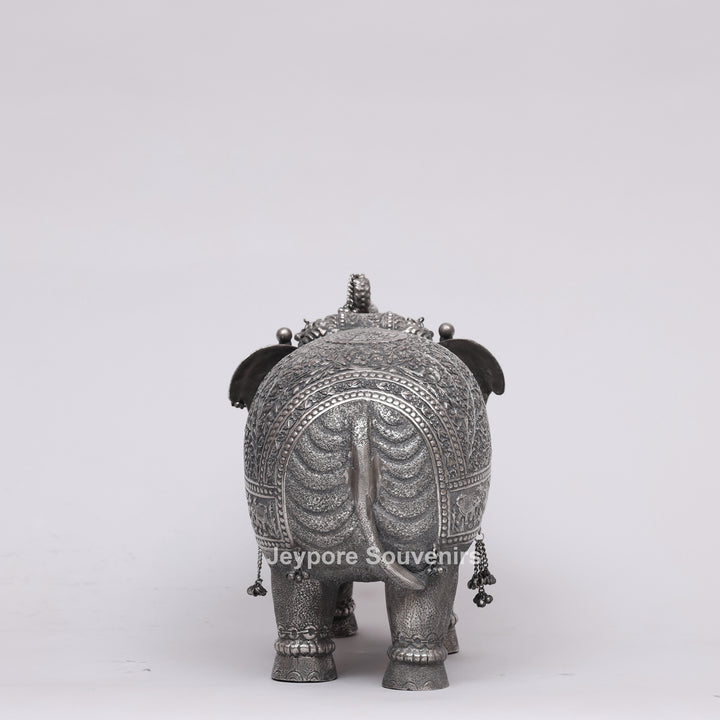 Handcrafted Silver Finish Elephant Statue for Home Décor