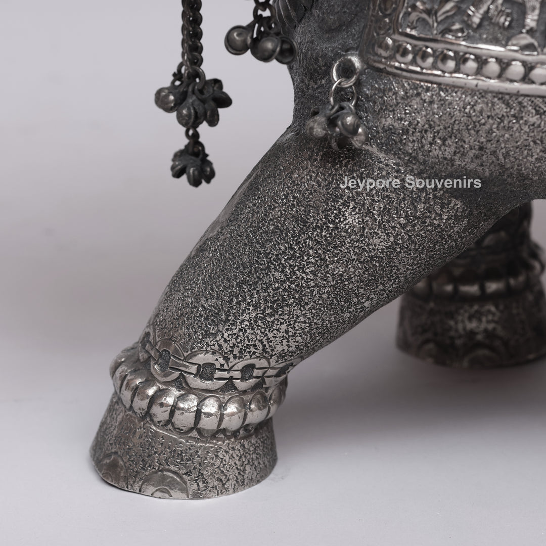 Handcrafted Silver Finish Elephant Statue for Home Décor