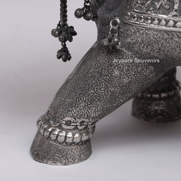 Handcrafted Silver Finish Elephant Statue for Home Décor