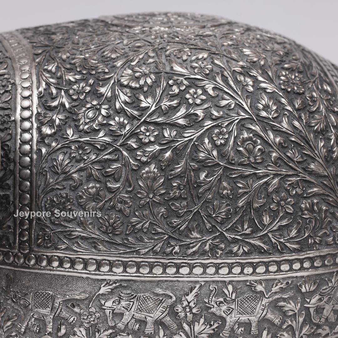 Handcrafted Silver Finish Elephant Statue for Home Décor