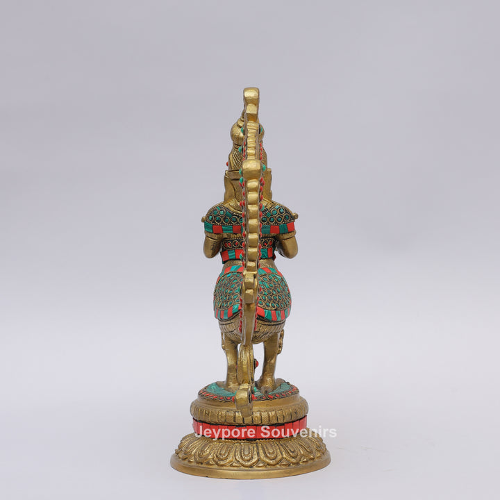 Handcrafted Brass Peacock and Lady design Oil Lamp