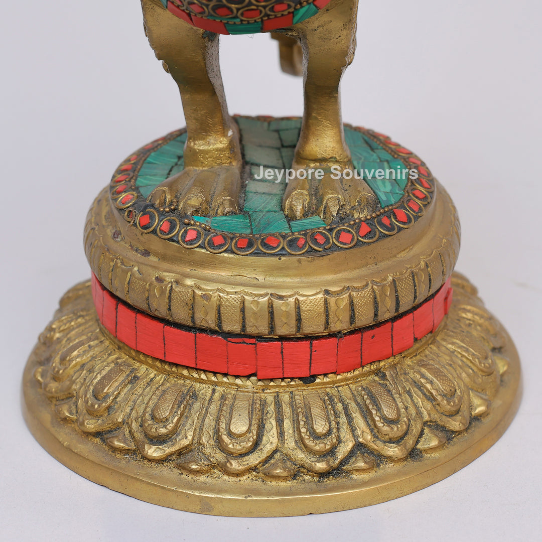 Handcrafted Brass Peacock and Lady design Oil Lamp