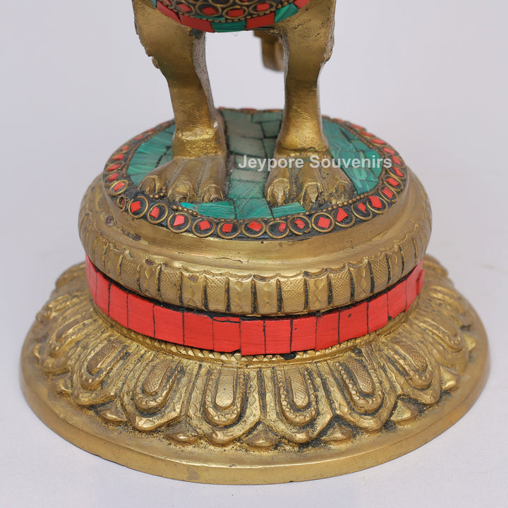Handcrafted Brass Peacock and Lady design Oil Lamp