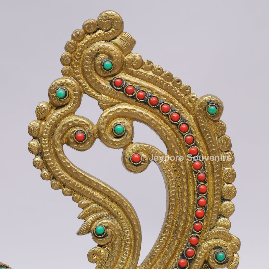 Handcrafted Brass Peacock and Lady design Oil Lamp