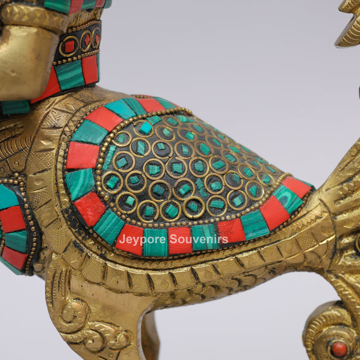 Handcrafted Brass Peacock and Lady design Oil Lamp