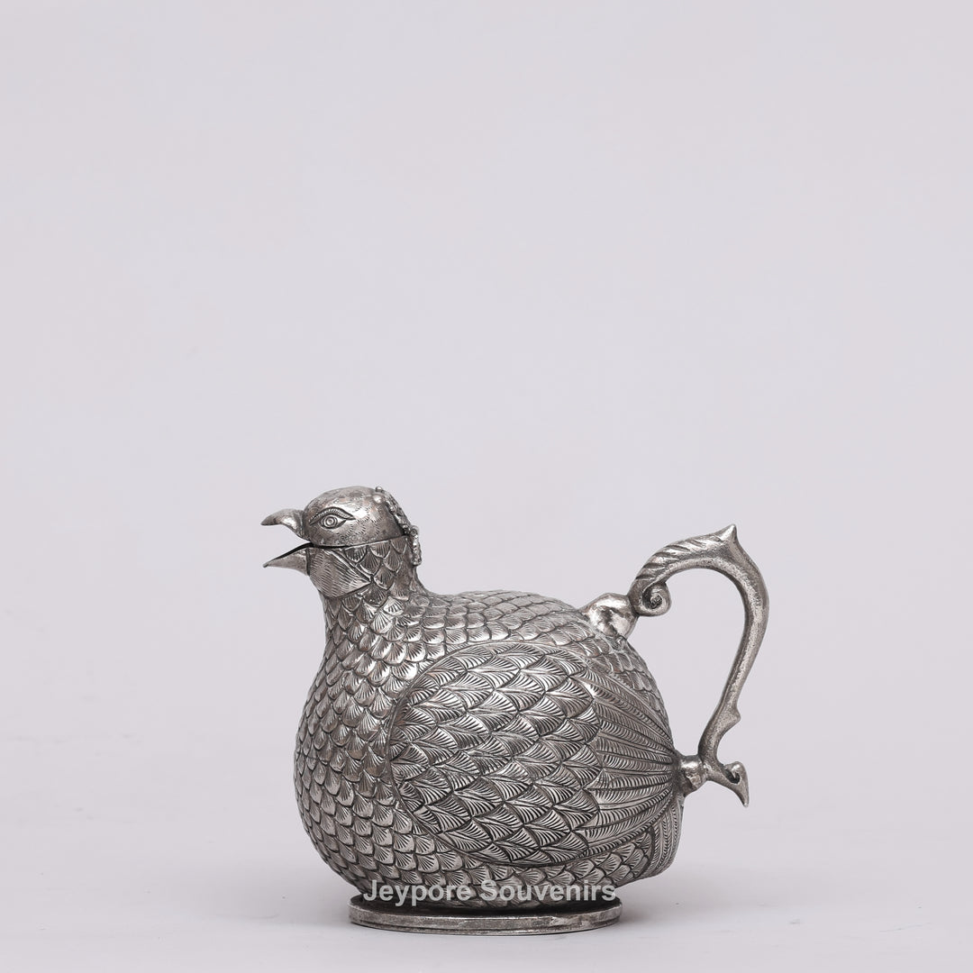 Cambodian Silver Polished Hen-Shaped Betel Lime Box