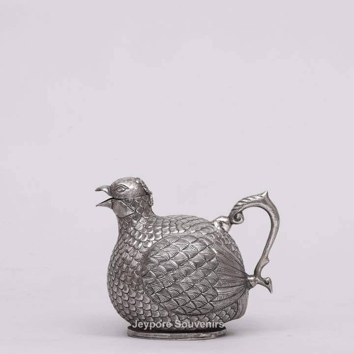 Cambodian Silver Polished Hen-Shaped Betel Lime Box
