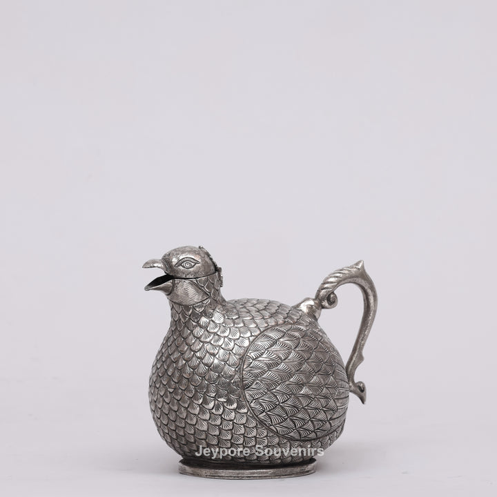 Cambodian Silver Polished Hen-Shaped Betel Lime Box