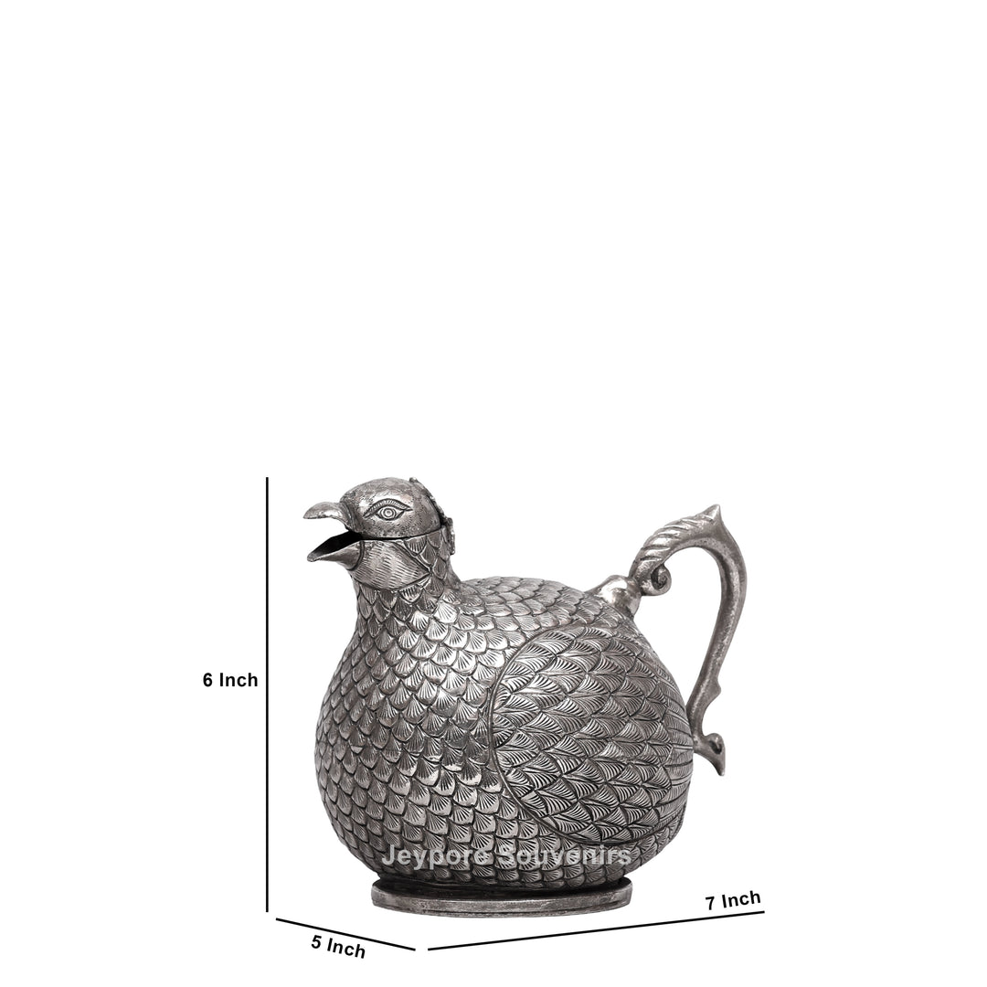 Cambodian Silver Polished Hen-Shaped Betel Lime Box