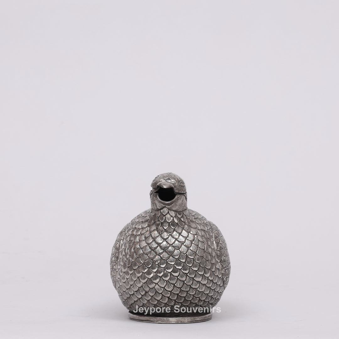 Cambodian Silver Polished Hen-Shaped Betel Lime Box