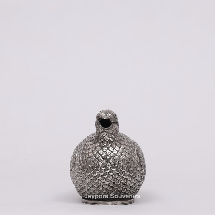 Cambodian Silver Polished Hen-Shaped Betel Lime Box