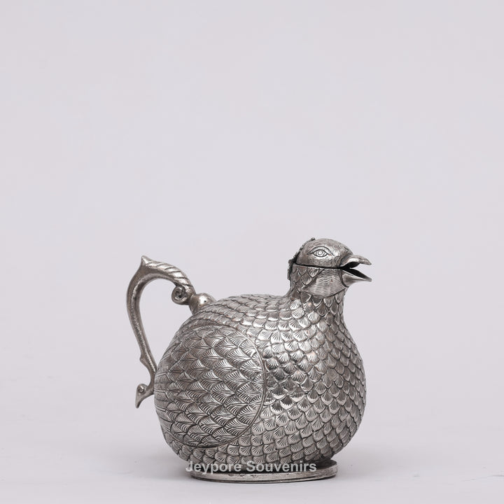 Cambodian Silver Polished Hen-Shaped Betel Lime Box