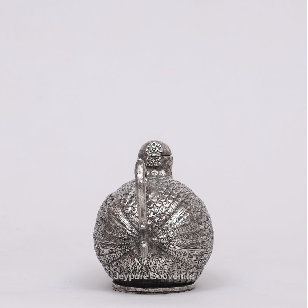 Cambodian Silver Polished Hen-Shaped Betel Lime Box