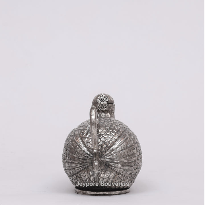 Cambodian Silver Polished Hen-Shaped Betel Lime Box