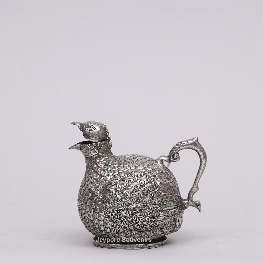 Cambodian Silver Polished Hen-Shaped Betel Lime Box