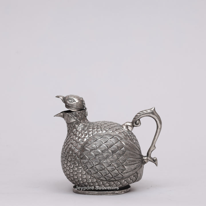 Cambodian Silver Polished Hen-Shaped Betel Lime Box