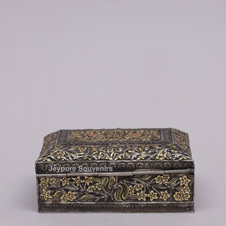 Hand-Carved Jewelry Box With Antique Copper Finish