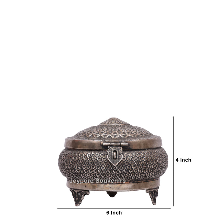 Silver Polished Round Heritage Storage Box