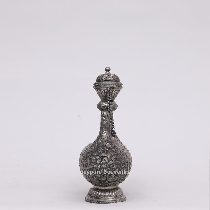 Royal Peacock Shaped Silver Engraved Copper Surahi
