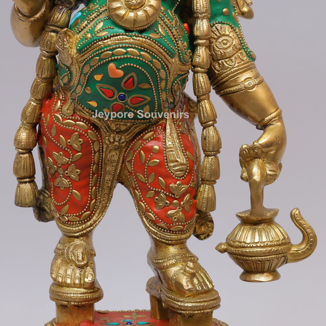 Handcrafted Brass Ganesha Statue Holding Umbrella With Inlay Work